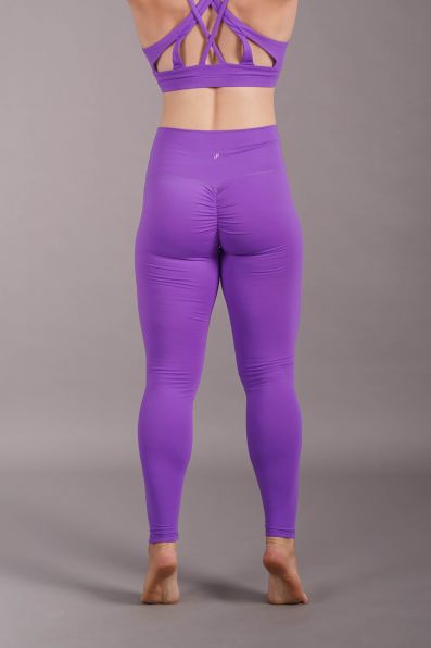 Ribbed Leggings - Scrunch Bum - Washed Purple